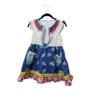 Cottagecore Wildflowers Dress Girls 10 Blue Umbrella Polka Dot Read Descrip